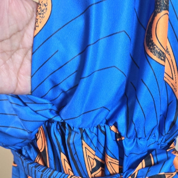 Blue Asymmetrical Ruffled One Shoulder Dress Size L - Picture 9 of 10